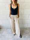 Beige Side Slit Beach Pants