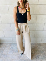 Beige Side Slit Beach Pants