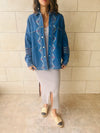 Blue Embroidered Denim Jacket