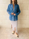 Blue Embroidered Denim Jacket