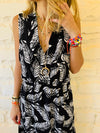 Black Linen Rhodes Tiered Dress
