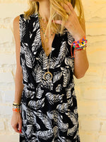 Black Linen Rhodes Tiered Dress