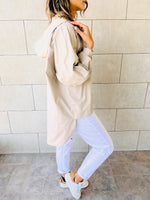 Beige High Low Hooded Shirt