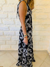 Black Linen Rhodes Tiered Dress