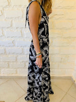 Black Linen Rhodes Tiered Dress