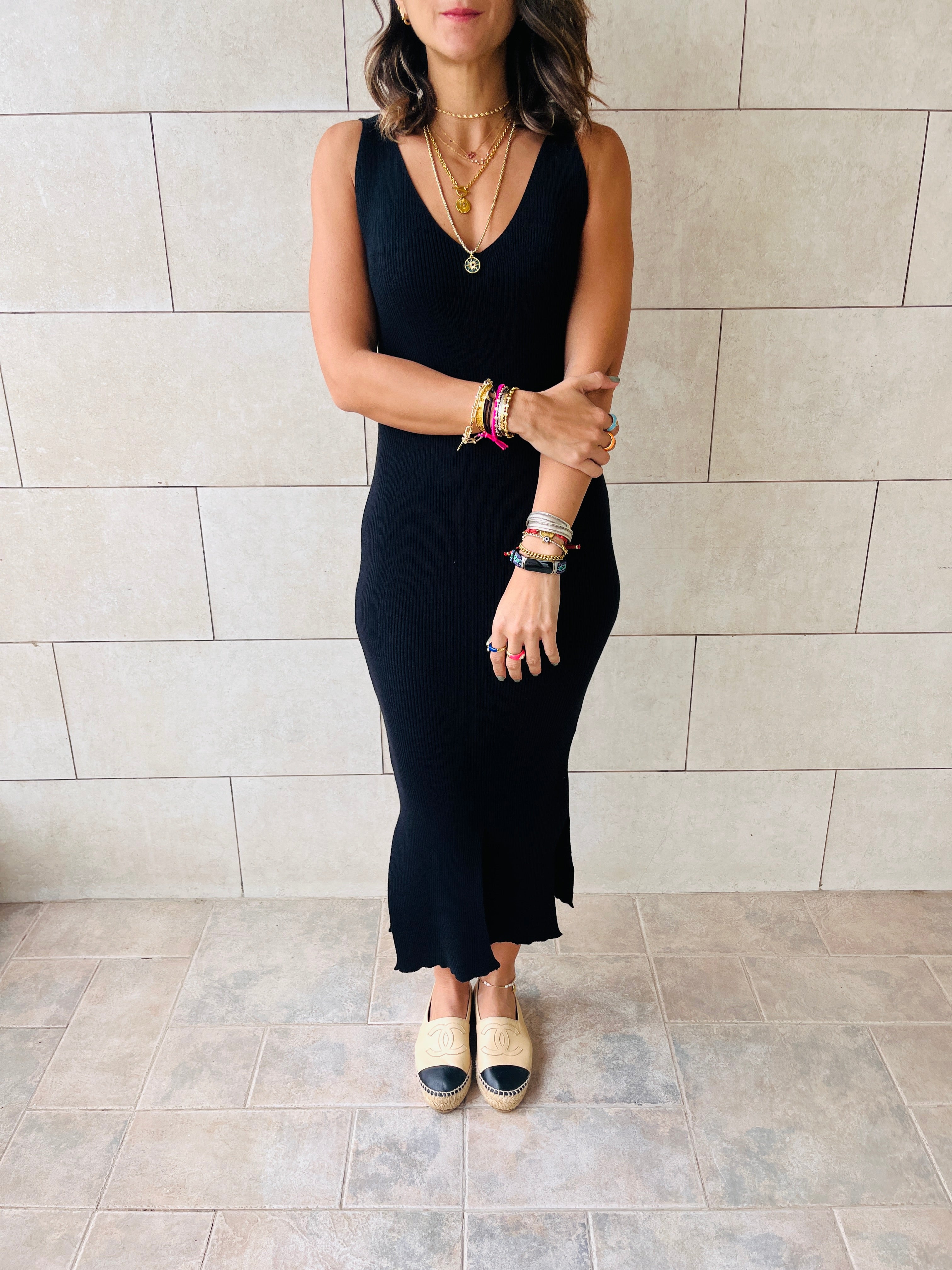 Black Ribbed Essential Knit Dress