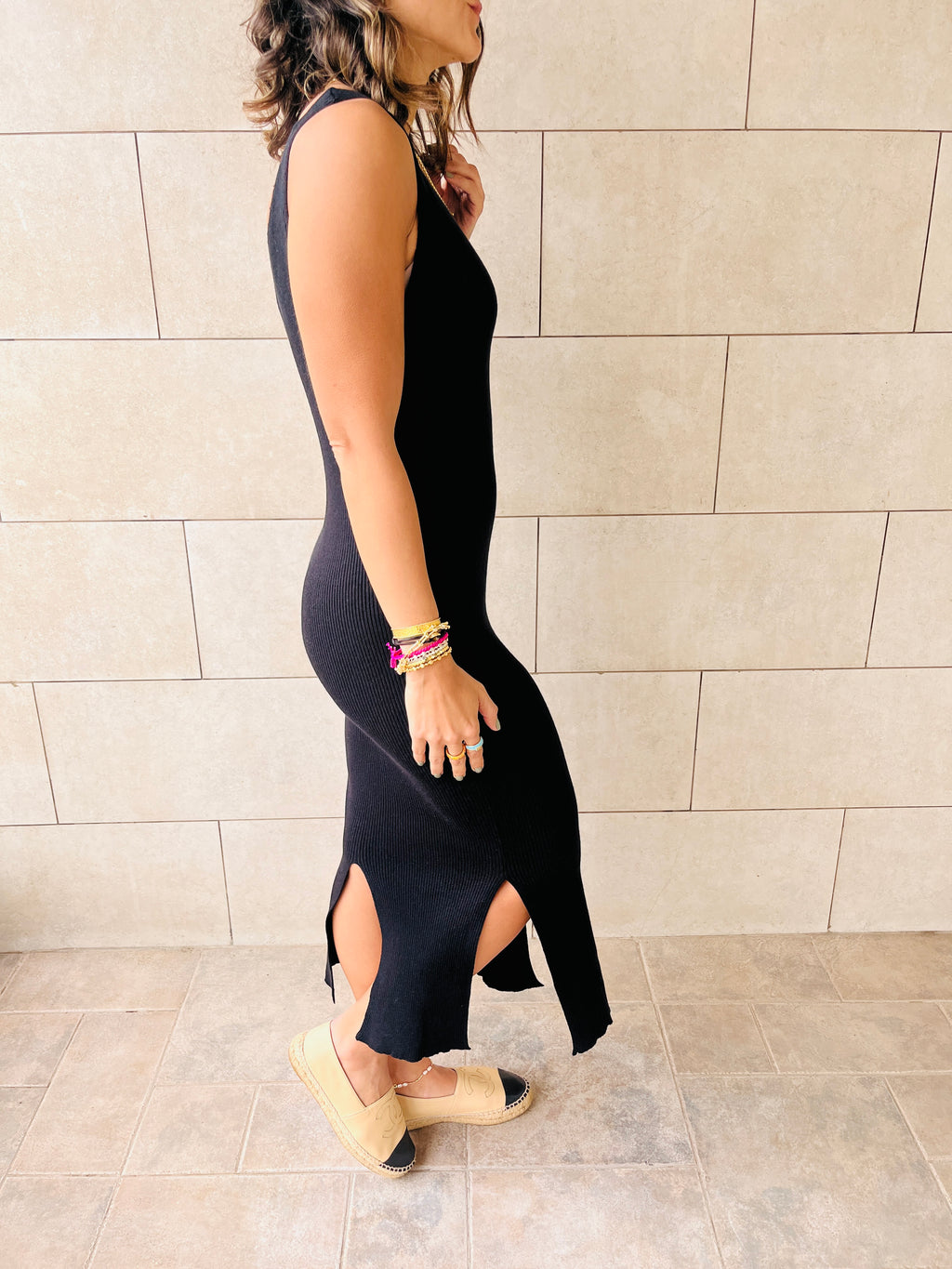 Black Ribbed Essential Knit Dress