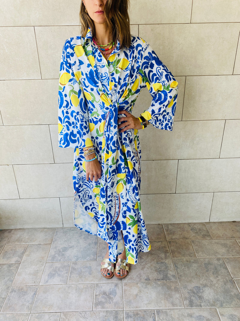 Lemon Tie Shirt Dress