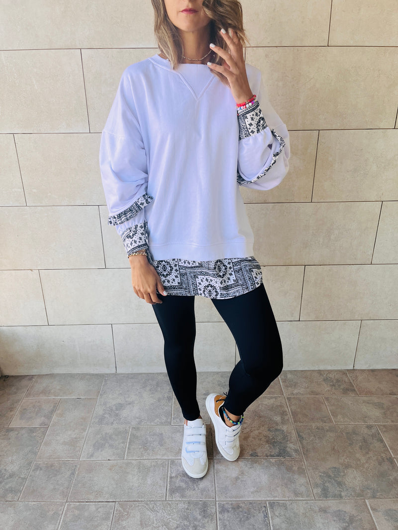 White Bandana appliqué Sweatshirt