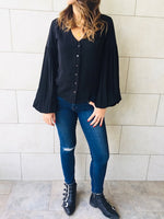 Black Balloon Sleeve Top