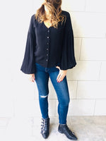 Black Balloon Sleeve Top