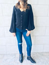 Black Balloon Sleeve Top