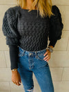 Black Puffed Braid Pullover