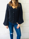 Black Balloon Sleeve Top