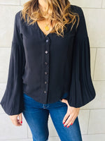 Black Balloon Sleeve Top