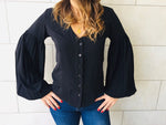Black Balloon Sleeve Top