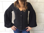 Black Balloon Sleeve Top