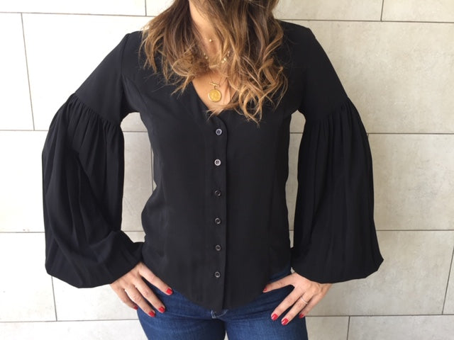 Black Balloon Sleeve Top