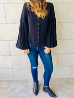 Black Balloon Sleeve Top