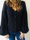 Black Balloon Sleeve Top