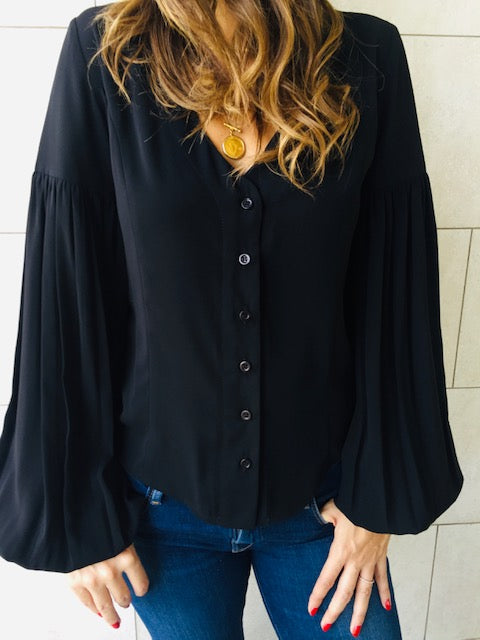 Black Balloon Sleeve Top