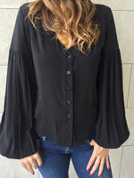 Black Balloon Sleeve Top