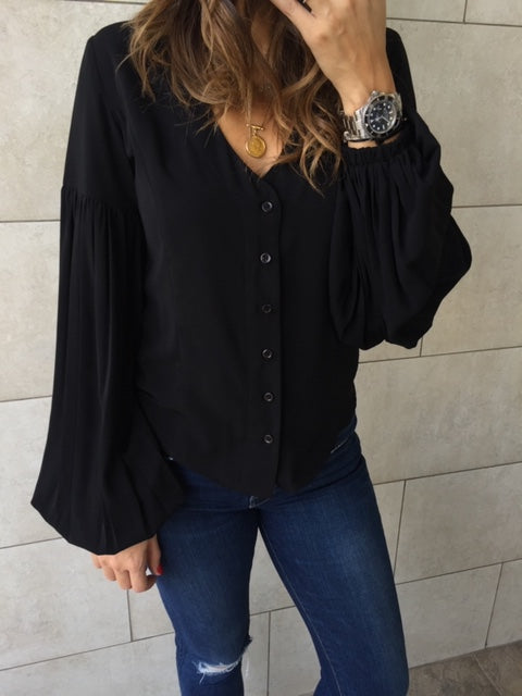 Black Balloon Sleeve Top