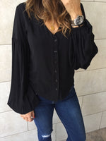 Black Balloon Sleeve Top