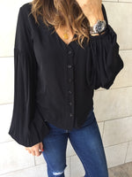 Black Balloon Sleeve Top