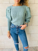 Mint Puffed Braid Pullover