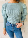 Mint Puffed Braid Pullover