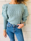 Mint Puffed Braid Pullover