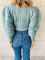Mint Puffed Braid Pullover