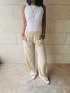 Beige Crinkle Pants