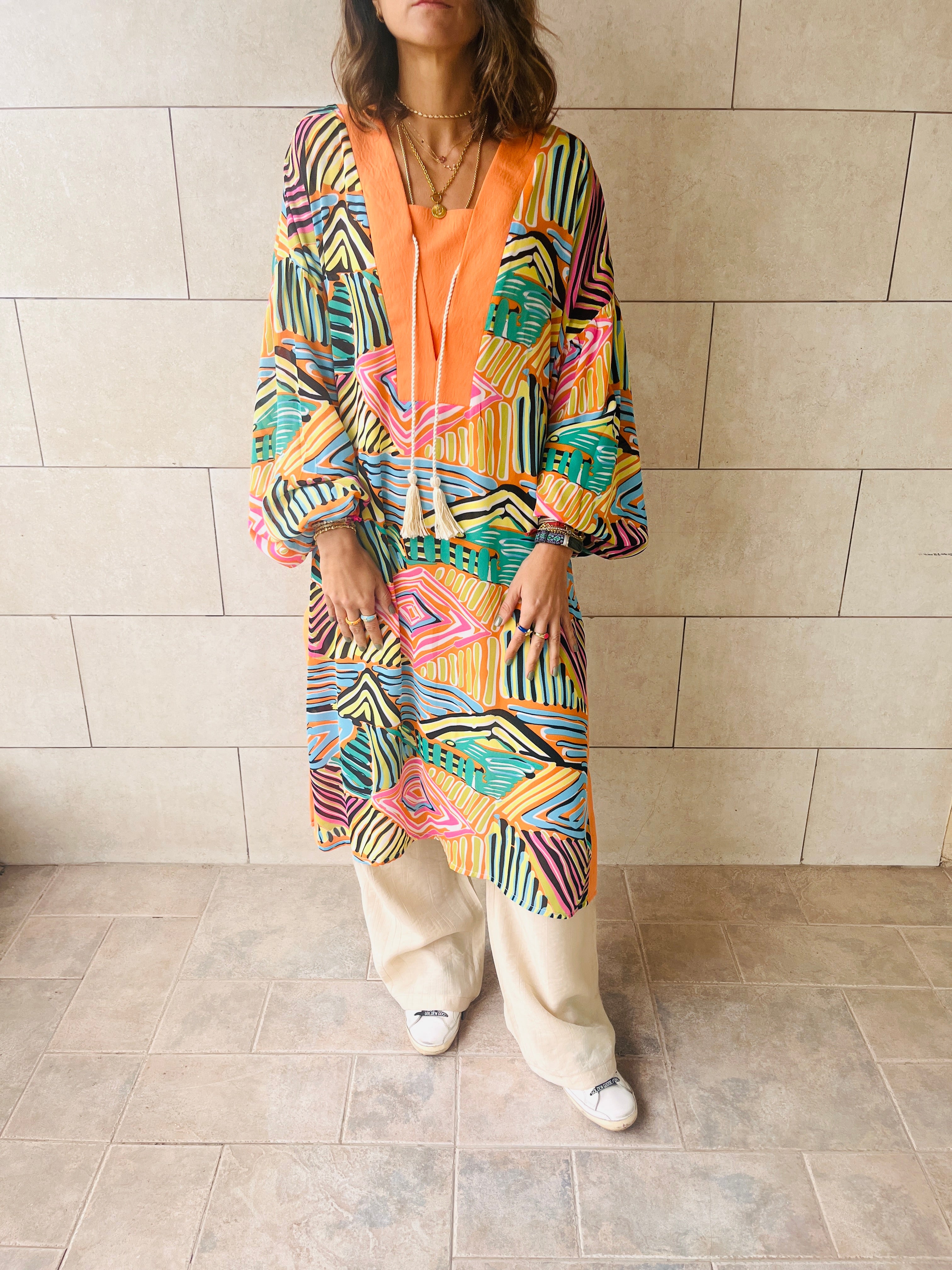 Orange Downtown Funk Longline Tunic