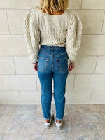 Beige Puffed Braid Pullover