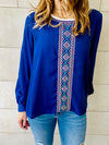Blue Embroidered Top