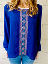 Blue Embroidered Top