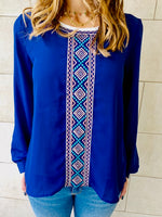 Blue Embroidered Top