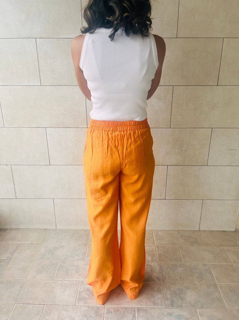Orange Crinkle Pants