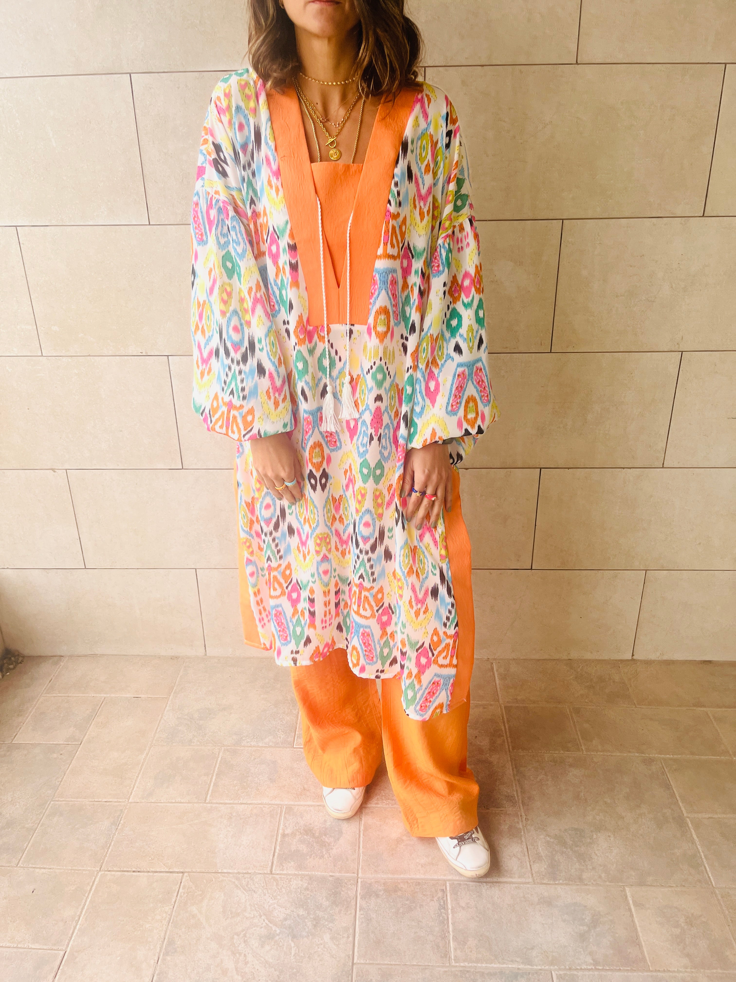 Orange Vacay Funk Longline Tunic