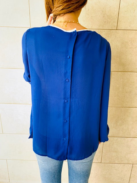 Blue Embroidered Top