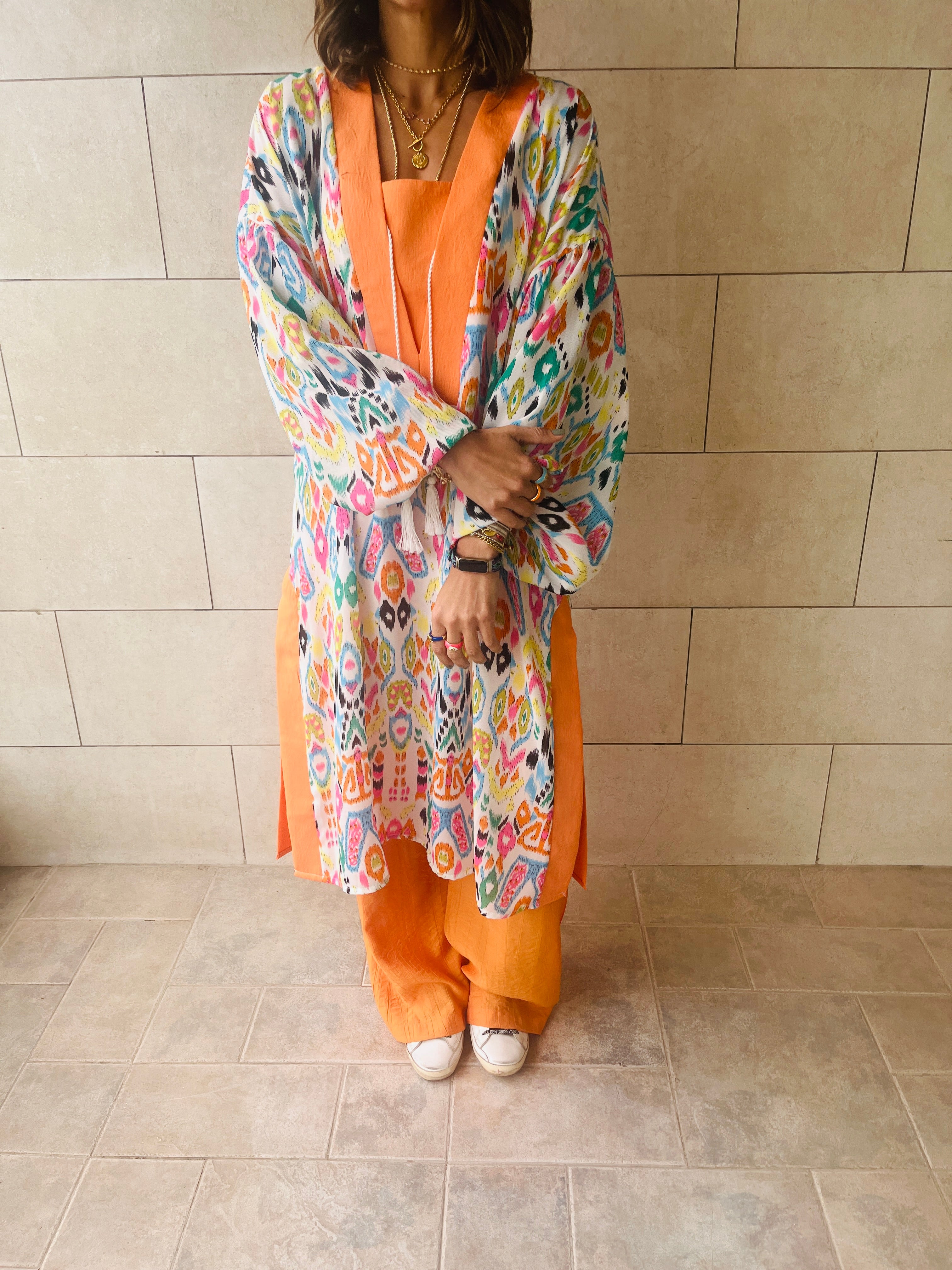 Orange Vacay Funk Longline Tunic