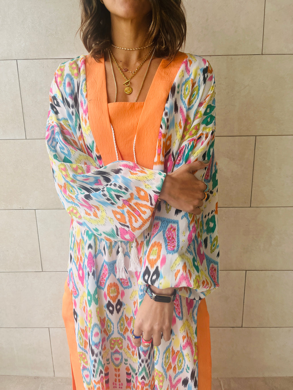 Orange Vacay Funk Longline Tunic