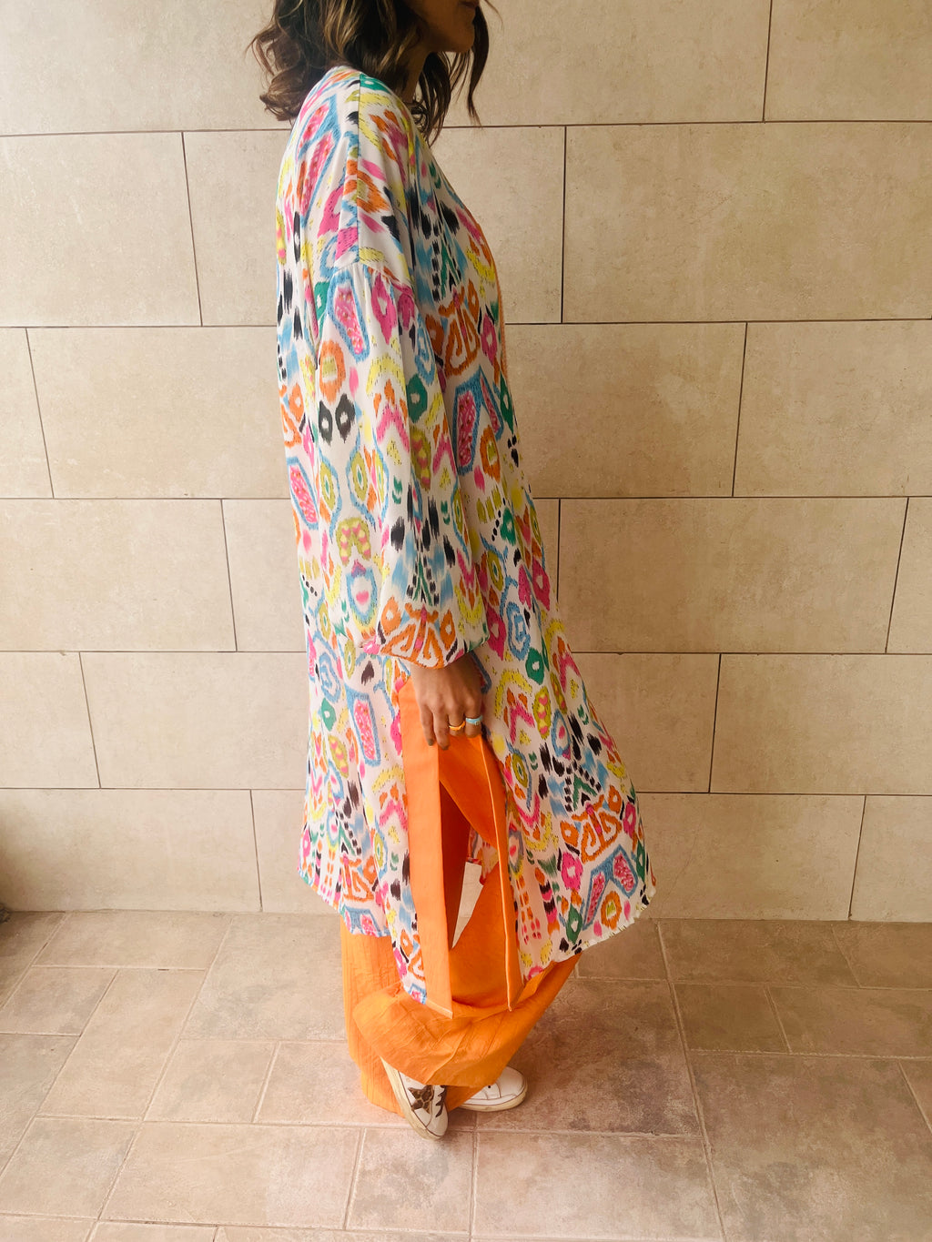 Orange Vacay Funk Longline Tunic