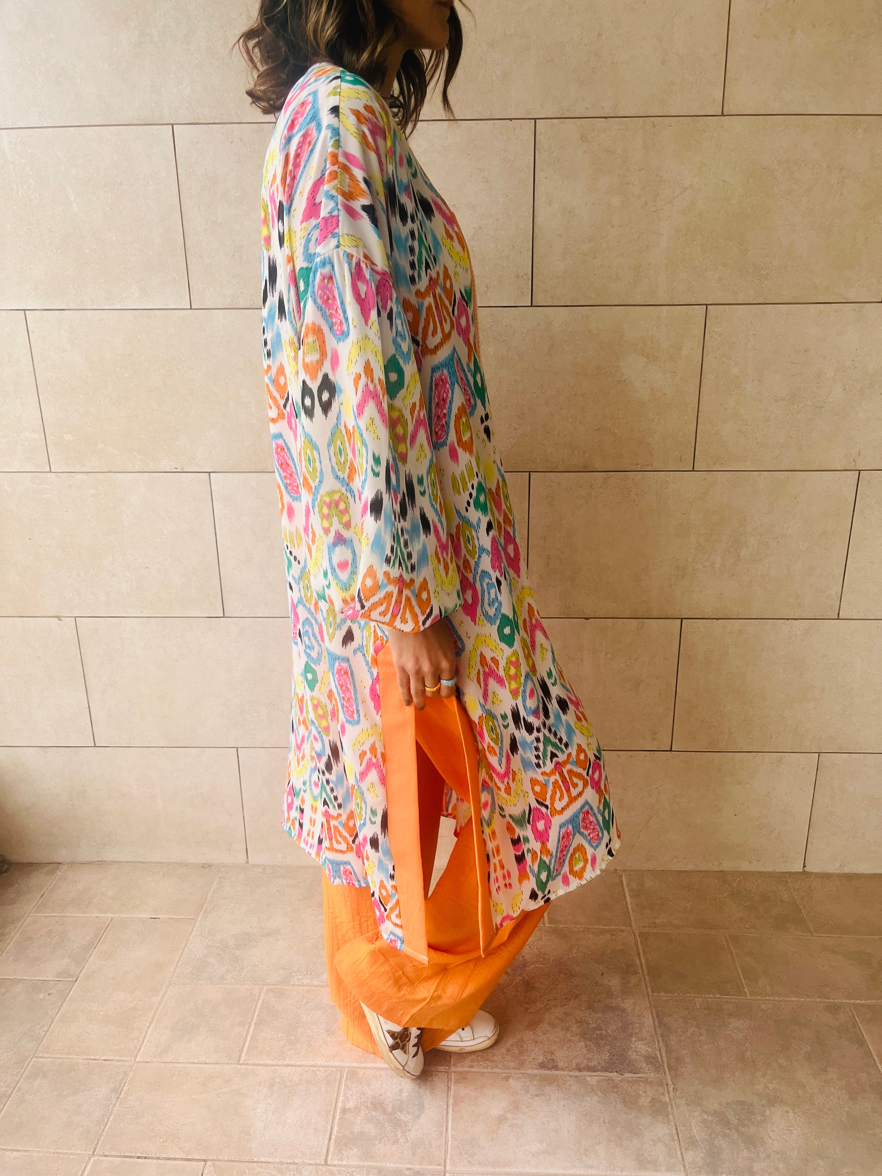 Orange Vacay Funk Longline Tunic