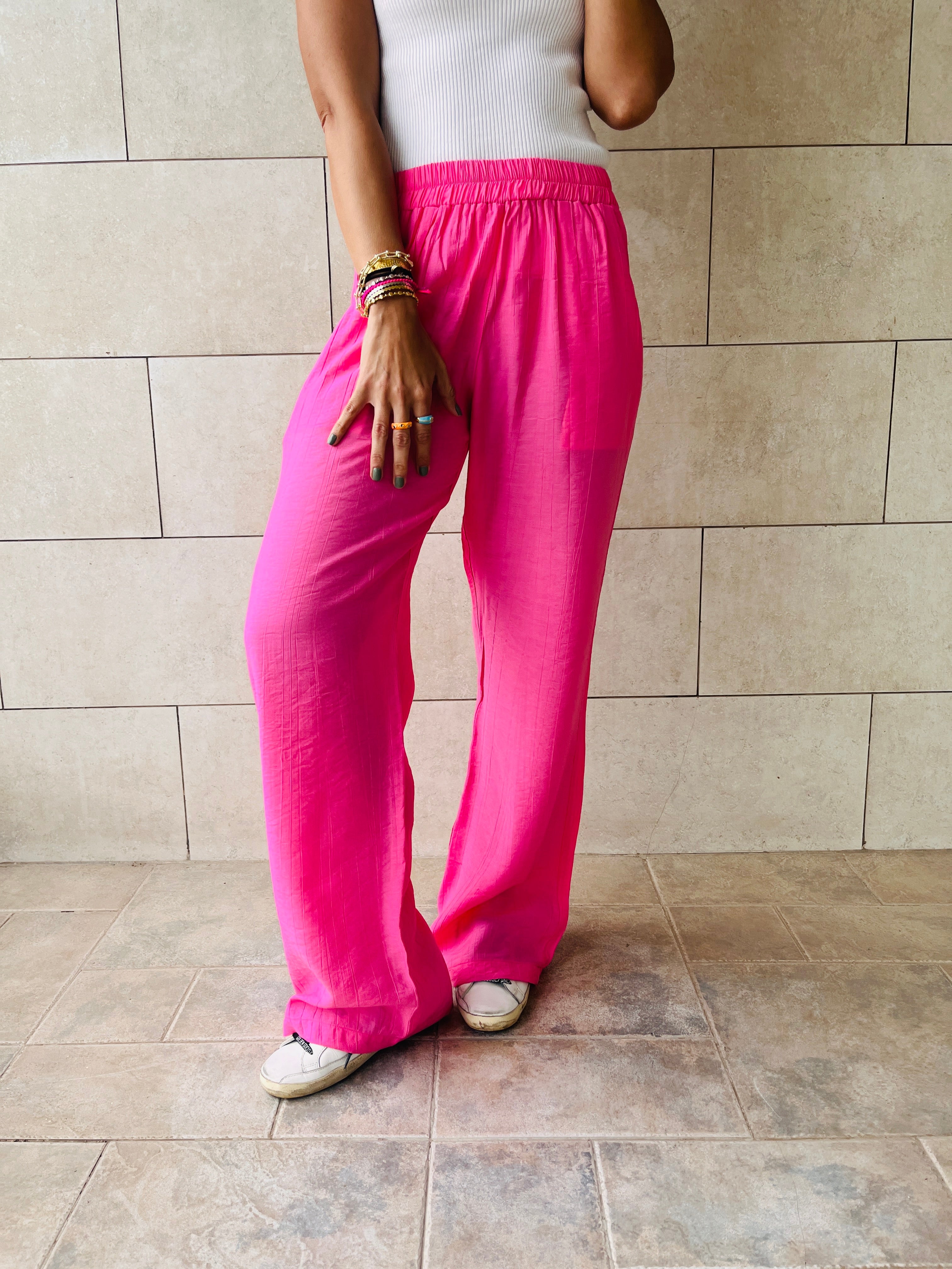 Fuchsia Crinkle Pants
