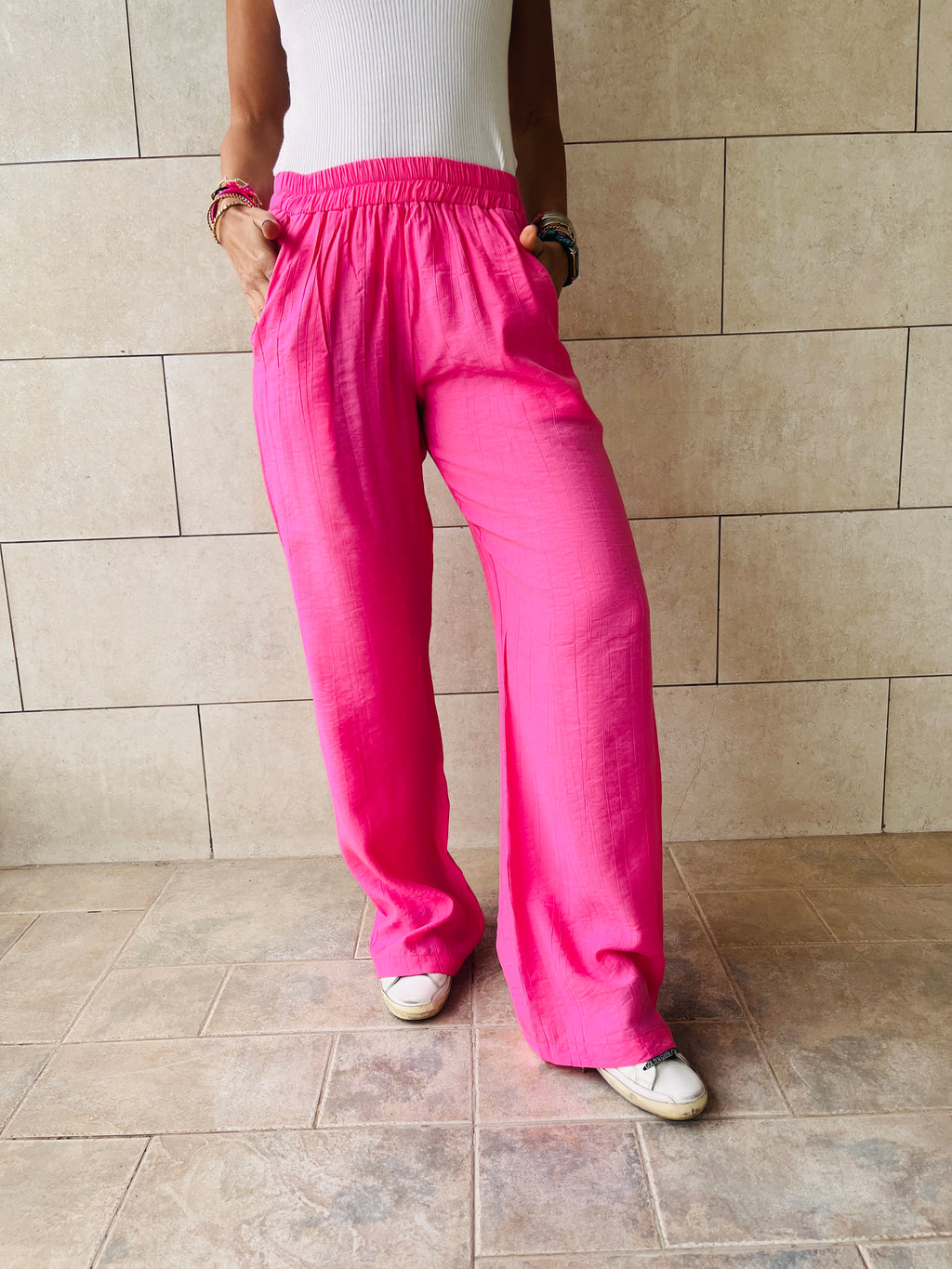 Fuchsia Crinkle Pants