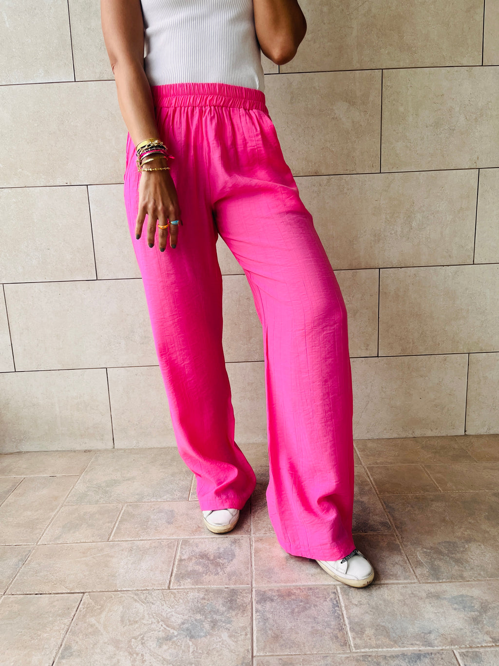 Fuchsia Crinkle Pants