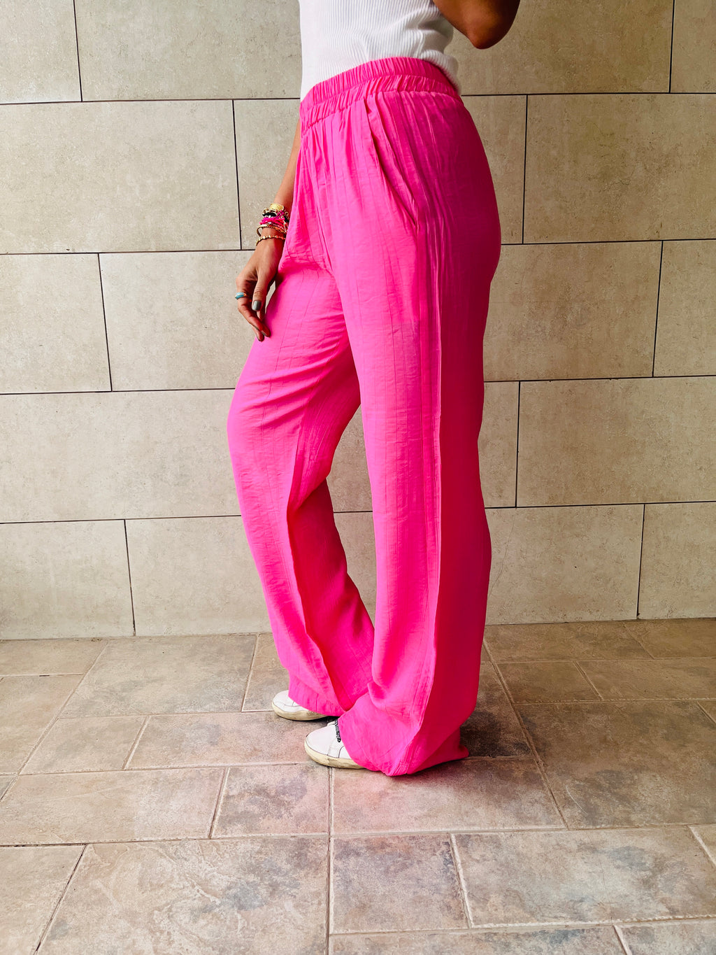 Fuchsia Crinkle Pants